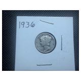 1936 Silver Mercury Dime
