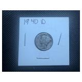 1940 D Silver Mercury Dime