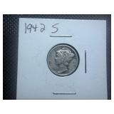 1942 S Silver Mercury Dime