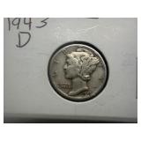 1943 D Silver Mercury Dime