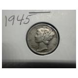 1945 Silver Mercury Dime