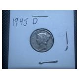 1945 D Silver Mercury Dime