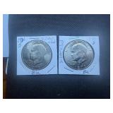 Two 1971 S Ike Silver Dollars Marked BU When Purchased