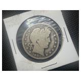 1901 P Barber Silver Half Dollar