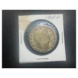 1908 D Barber Silver Half Dollar