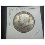1964 D Kennedy Silver Half Dollar