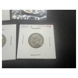 Five Buffalo Nickels - 1924, 1927 S, 1935, 1935, 1936 D and Wartime Nickle 1943 S