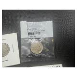 Five Buffalo Nickels - 1924, 1927 S, 1935, 1935, 1936 D and Wartime Nickle 1943 S