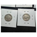 Five Buffalo Nickels - 1924, 1927 S, 1935, 1935, 1936 D and Wartime Nickle 1943 S