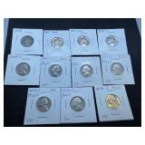 Eleven Jefferson Nickels - Most Marked Proof When Purchased