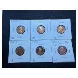 Six Lincoln Memorial Cents Various Dates some marked BU when purchased