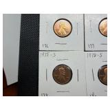 Six Lincoln Memorial Cents Various Dates some marked BU when purchased