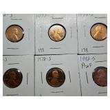 Six Lincoln Memorial Cents Various Dates some marked BU when purchased