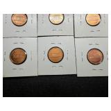 Six Lincoln Memorial Cents Various Dates some marked BU when purchased