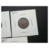 Five Indian Head Pennies1886, 1888, 1889, 1895, 1897