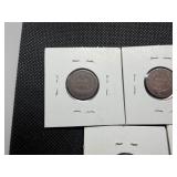 Five Indian Head Pennies1886, 1888, 1889, 1895, 1897