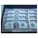 Eight Sequential $2 Bills