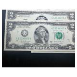 Eight Sequential $2 Bills