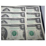 Eight Sequential $2 Bills