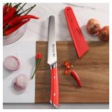 Cangshan Helena Series 5" Round-Tip Serrated Utility Knife with Sheath