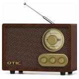 Otic Retro Wood Bluetooth Radio with Built-In Speakers