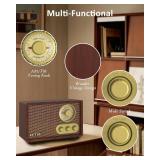 Otic Retro Wood Bluetooth Radio with Built-In Speakers