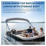 Garvee Life Universal 4 Bow Boat Bimini Top Replacement Canvas and Detachable Side Walls