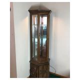 3 Side Lighted Curio Cabinet with Glass Shelves and Storage Below (smoke free)