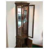 3 Side Lighted Curio Cabinet with Glass Shelves and Storage Below (smoke free)