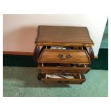 Solid 3 Drawer Wood Night Stand with Contents Inside - Smoke Free