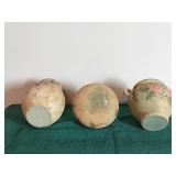 3 - Hand Made Pottery Vases with Floral Design