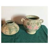 3 - Hand Made Pottery Vases with Floral Design