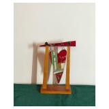 Decorative Stained Glass Piece Hanging on Piece of Wood - Glass is Shaped like a Heart