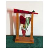 Decorative Stained Glass Piece Hanging on Piece of Wood - Glass is Shaped like a Heart