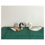 2 - Wood Hand Carved Goose Decoys Signed & Dated By Artist  - Sow Goose & Canadian Goose