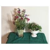 2 - Plant Holders / Vases with Imitation Flowers