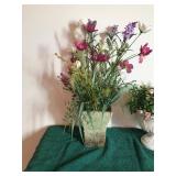2 - Plant Holders / Vases with Imitation Flowers