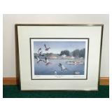 Framed, Signed and Numbered Les Kouba Print - “Mallards Visit Excelisior” - 445/2000