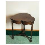 Vintage Wood Cloverleaf Side Table - smoke free - see description for more info
