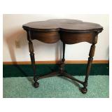 Vintage Wood Cloverleaf Side Table - smoke free - see description for more info