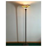 Tiffany Style Stained Glass Tall Lamp with Flower Design