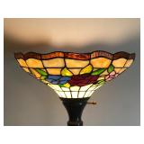 Tiffany Style Stained Glass Tall Lamp with Flower Design
