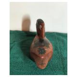 Signed Carved Wood Duck Decoy with Flower Design Painted on It By Groth
