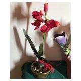 2 - Flower Pots with Artificial Flowers  - The bigger one with all the flowers the flowers and the butterfly’s and Bees are Metal