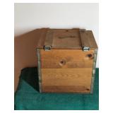 Wooden Crate Record Box with Lid and Slots on the Sides for Carrying