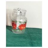 Vintage Red Apples Glass Pitcher: Mid-Century Iced Tea Water Jug