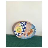 Hand Painted Hotdog & Hamburger Serving Platter by Cardinal Inc USA-Knicks