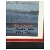 Framed, Signed and Numbered Print by Jerry Raedeke - Native American Teepees by Pond with Ducks Flying Over - Printer’s Proof 2nd Edition - 26/30