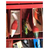 Tackle Box Full of Collectible Fishing Lures and More - Wooden Lures - Vintage Fishing Spoons - Wood Bobbers and More
