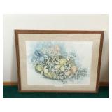 Framed, Signed and Numbered Picture by Van Hoose - “Iris and Dogwood” - 357/1250